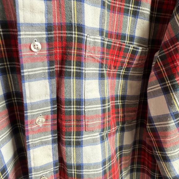 L.L. Bean Men’s Tall Flannel Shirt Red Plaid Button Down L Large USA - Picture 3 of 4